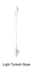 Load image into Gallery viewer, iBella® Scarf slide jewelry set extra pearl titled Light Turkish Rose - view showing the pearl hanging.
