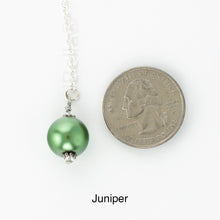 Load image into Gallery viewer, iBella® Scarf slide jewelry set extra pearl titled Juniper - view showing the pearl laying next to a quarter for size reference.