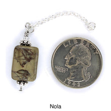 Load image into Gallery viewer, iBella® Scarf slide jewelry set extra pendant titled Nola - view showing the pendant laying next to a quarter for size reference.