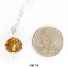 Load image into Gallery viewer, iBella® Scarf slide jewelry set extra crystal titled Rachel - view showing the crystal laying next to a quarter for size reference. iBella® Scarf Slides and scarf slide sets, jewelry sets.