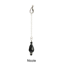 Load image into Gallery viewer, Scarf slide set extra crystal titled Nicole - view showing the crystal hanging. iBella® Scarf Slides and scarf slide sets, jewelry sets.