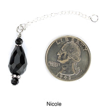 Load image into Gallery viewer, Scarf slide set extra crystal titled Nicole - view showing the crystal laying next to a quarter for size reference. iBella® Scarf Slides and scarf slide sets, jewelry sets.