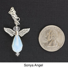 Load image into Gallery viewer, iBella® Scarf slide jewelry set extra crystal titled Sonya Angel - view showing the crystal laying next to a quarter. iBella® Scarf Slides and scarf slide sets, jewelry sets.