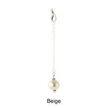 Load image into Gallery viewer, Scarf slide jewelry set extra pearl titled Beige - view showing the pearl hanging.