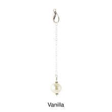 Load image into Gallery viewer, Scarf slide jewelry set extra pearl titled Vanilla - view showing the pearl hanging. iBella® Scarf Slides and scarf slide sets, jewelry sets.