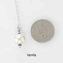 Load image into Gallery viewer, Scarf slide jewelry set extra pearl titled Vanilla - view showing the pearl laying next to a quarter for size reference. iBella® Scarf Slides and scarf slide sets, jewelry sets.