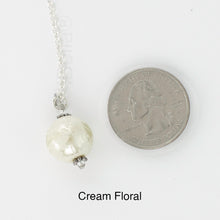 Load image into Gallery viewer, Scarf slide jewelry set extra pearl titled Cream Floral - view showing the pearl laying next to a quarter for size reference.