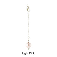 Load image into Gallery viewer, Scarf slide jewelry set extra pearl titled Light Pink - view showing the pearl hanging.