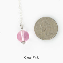 Load image into Gallery viewer, Scarf slide jewelry set extra pearl titled Clear Pink - view showing the pearl laying next to a quarter for size reference.