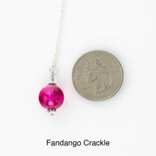 Load image into Gallery viewer, Scarf slide jewelry set extra pearl titled Fandango Crackle - view showing the pearl laying next to a quarter for size reference.