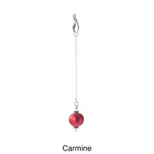 Load image into Gallery viewer, Scarf slide jewelry set extra pearl titled Carmine - view showing the pearl hanging.