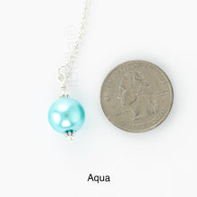 Load image into Gallery viewer, Scarf slide jewelry set extra pearl titled Aqua - view showing the pearl laying next to a quarter for size reference.