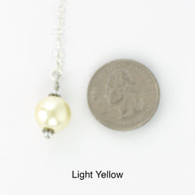 Load image into Gallery viewer, Scarf slide jewelry set extra pearl titled Light Yellow - view showing the pearl laying next to a quarter for size reference.