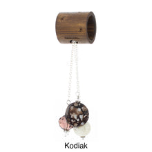 Load image into Gallery viewer, iBella® Scarf slide set named Kodiak - alternate view showing the brown and white pendant iBella® Scarf Slides and scarf slide sets, jewelry sets.