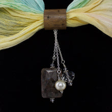 Load image into Gallery viewer, Scarf slide set titled Oregon pictured hanging on a scarf. iBella® Scarf Slides and scarf slide sets, jewelry sets.