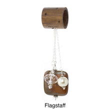 Load image into Gallery viewer, iBella® Scarf slide set named Flagstaff - alternate view of the set hanging with the brown pendant. iBella® Scarf Slides and scarf slide sets, jewelry sets.