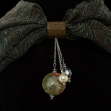 Load image into Gallery viewer, iBella® Scarf slide set named Tucson pictured hanging on a scarf. iBella® Scarf Slides and scarf slide sets, jewelry sets.