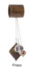 Load image into Gallery viewer, iBella® scarf slide jewelry set named Frisco - scarf slide set bead combination with the brown stone pendant. This scarf slide set is pictured hanging. iBella® Scarf Slides and scarf slide sets, jewelry sets.