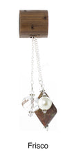 Load image into Gallery viewer, iBella® scarf slide jewelry set named Frisco - alternate scarf slide set bead combination with the brown stone pendant. This scarf slide is pictured hanging. iBella® Scarf Slides and scarf slide sets, jewelry sets.