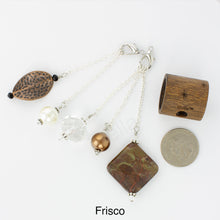 Load image into Gallery viewer, iBella® scarf slide jewelry set named Frisco - shown laying next to a quarter. iBella® Scarf Slides and scarf slide sets, jewelry sets.