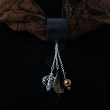 Load image into Gallery viewer, iBella® scarf slide jewelry set named Frisco pictured hanging on a scarf. iBella® Scarf Slides and scarf slide sets, jewelry sets.