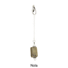 Load image into Gallery viewer, Scarf slide set extra pendant titled Nola - view showing the brown pendant hanging.