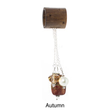 Load image into Gallery viewer, iBella® scarf slide jewelry set named Autumn - alternate scarf slide set bead combination with the AAA pendant. This scarf slide set is pictured hanging. iBella® Scarf Slides and scarf slide sets, jewelry sets.