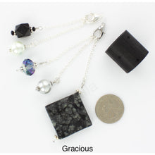 Load image into Gallery viewer, iBella® scarf slide jewelry set named Gracious - shown laying next to a quarter. iBella® Scarf Slides and scarf slide sets, jewelry sets.