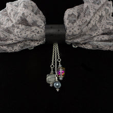 Load image into Gallery viewer, iBella® scarf slide jewelry set named Boston pictured hanging on a scarf. iBella® Scarf Slides and scarf slide sets, jewelry sets.