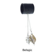 Load image into Gallery viewer, iBella® scarf slide jewelry set named Bellagio - alternate scarf slide set bead combination with the AAA pendant. This scarf slide is pictured hanging. iBella® Scarf Slides and scarf slide sets, jewelry sets.