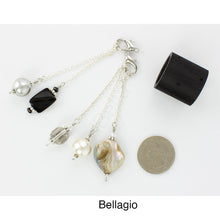 Load image into Gallery viewer, iBella® scarf slide jewelry set named Bellagio - shown laying next to a quarter. iBella® Scarf Slides and scarf slide sets, jewelry sets.