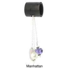 Load image into Gallery viewer, iBella® scarf slide jewelry set named Manhattan - alternate scarf slide set bead combination with the purplish/gray pendant. This scarf slide is pictured hanging. iBella® Scarf Slides and scarf slide sets, jewelry sets.