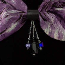 Load image into Gallery viewer, iBella® scarf slide jewelry set named Avon pictured hanging on a scarf. iBella® Scarf Slides and scarf slide sets, jewelry sets.