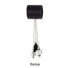 Load image into Gallery viewer, iBella® scarf slide jewelry set named Kenya - alternate scarf slide set bead combination with the AAA pendant. This scarf slide is pictured hanging. iBella® Scarf Slides and scarf slide sets, jewelry sets.