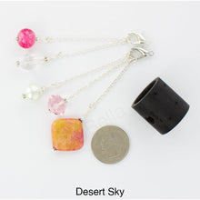 Load image into Gallery viewer, iBella® scarf slide jewelry set named Desert Sky - shown laying next to a quarter. iBella® Scarf Slides and scarf slide sets, jewelry sets.
