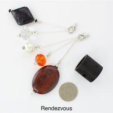 Load image into Gallery viewer, iBella® scarf slide jewelry set named Rendezvous - shown laying next to a quarter. iBella® Scarf Slides and scarf slide sets, jewelry sets.
