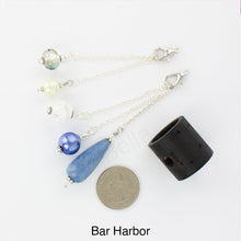 Load image into Gallery viewer, iBella® scarf slide jewelry set named Bar Harbor - shown laying next to a quarter. iBella® Scarf Slides and scarf slide sets, jewelry sets.