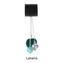 Load image into Gallery viewer, iBella® scarf slide jewelry set named Lahaina - alternate scarf slide set bead combination with the AAA pendant. This scarf slide set is pictured hanging. iBella® Scarf Slides and scarf slide sets, jewelry sets.