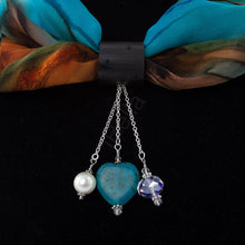 Load image into Gallery viewer, iBella® scarf slide jewelry set named Lahaina pictured hanging on a scarf. iBella® Scarf Slides and scarf slide sets, jewelry sets.