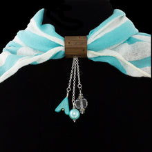 Load image into Gallery viewer, iBella® scarf slide jewelry set named Baja pictured hanging on a scarf. iBella® Scarf Slides and scarf slide sets, jewelry sets.