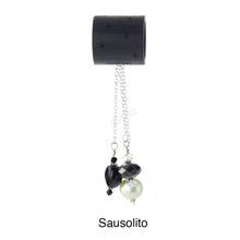 Load image into Gallery viewer, iBella® scarf slide jewelry set named Sausolito - alternate scarf slide set bead combination with the black pendant. This scarf slide is pictured hanging. iBella® Scarf Slides and scarf slide sets, jewelry sets.