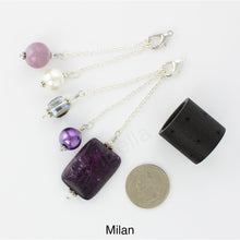 Load image into Gallery viewer, iBella® scarf slide jewelry set named Milan - shown laying next to a quarter. iBella® Scarf Slides and scarf slide sets, jewelry sets.