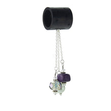 Load image into Gallery viewer, iBella® scarf slide jewelry set named Amore - alternate scarf slide set bead combination with the purple pendant. This scarf slide set is pictured hanging. iBella® Scarf Slides and scarf slide sets, jewelry sets.