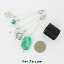 Load image into Gallery viewer, iBella® scarf slide jewelry set named Key Biscayne - shown laying next to a quarter. iBella® Scarf Slides and scarf slide sets, jewelry sets.