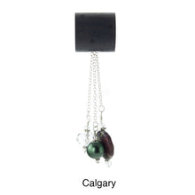 Load image into Gallery viewer, iBella® scarf slide jewelry set named Calgary - alternate scarf slide set bead combination with the AAA pendant. This scarf slide set is pictured hanging. iBella® Scarf Slides and scarf slide sets, jewelry sets.
