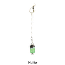 Load image into Gallery viewer, Scarf slide set extra pendant titled Hattie - view showing the green pendant hanging. iBella® Scarf Slides and scarf slide sets, jewelry sets.