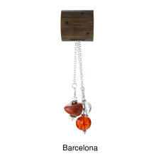 Load image into Gallery viewer, iBella® scarf slide jewelry set named Barcelona - alternate scarf slide set bead combination with the AAA pendant. This scarf slide is pictured hanging. iBella® Scarf Slides and scarf slide sets, jewelry sets.