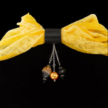 Load image into Gallery viewer, iBella® scarf slide jewelry set named Gloriosa pictured hanging on a scarf. iBella® Scarf Slides and scarf slide sets, jewelry sets.