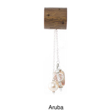Load image into Gallery viewer, Scarf slide set titled Aruba - main view showing the coral pendant. This scarf slide is pictured hanging.