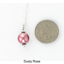 Load image into Gallery viewer, iBella® Scarf slide jewelry set extra pearl titled Dusty Rose - view showing the pearl laying next to a quarter for size reference.
